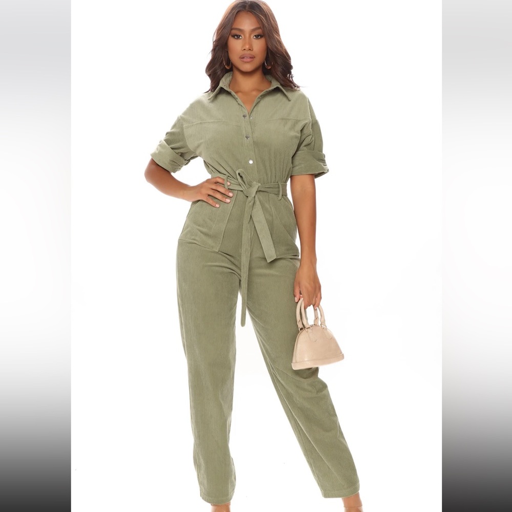 Fashion nova corduroy one piece.